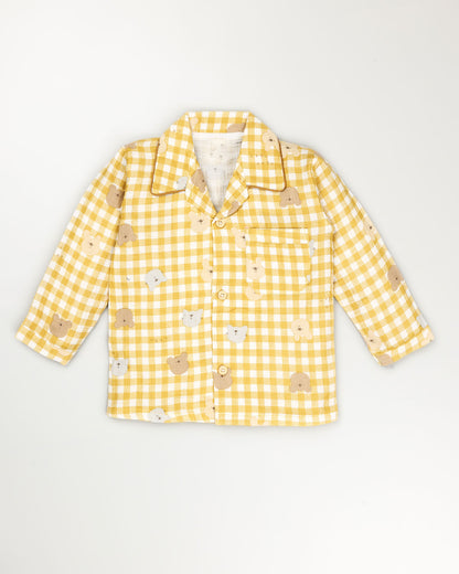 Gingham Check Printed Muslin Night Suit