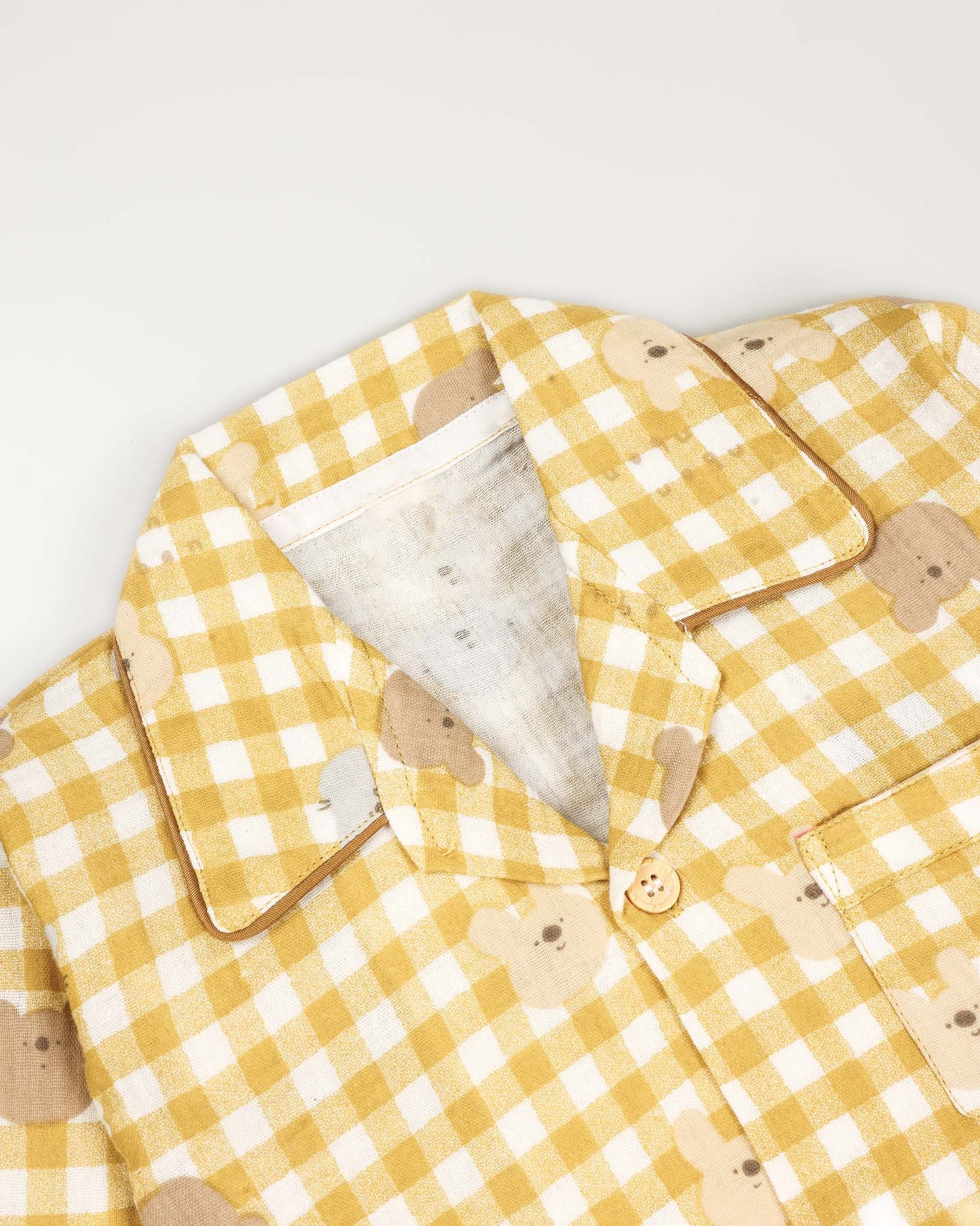 Gingham Check Printed Muslin Night Suit