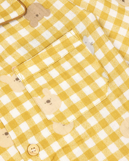 Gingham Check Printed Muslin Night Suit