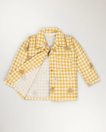 Gingham Check Printed Muslin Night Suit
