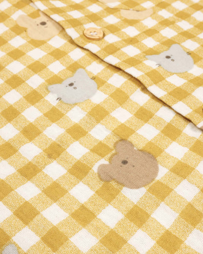 Gingham Check Printed Muslin Night Suit