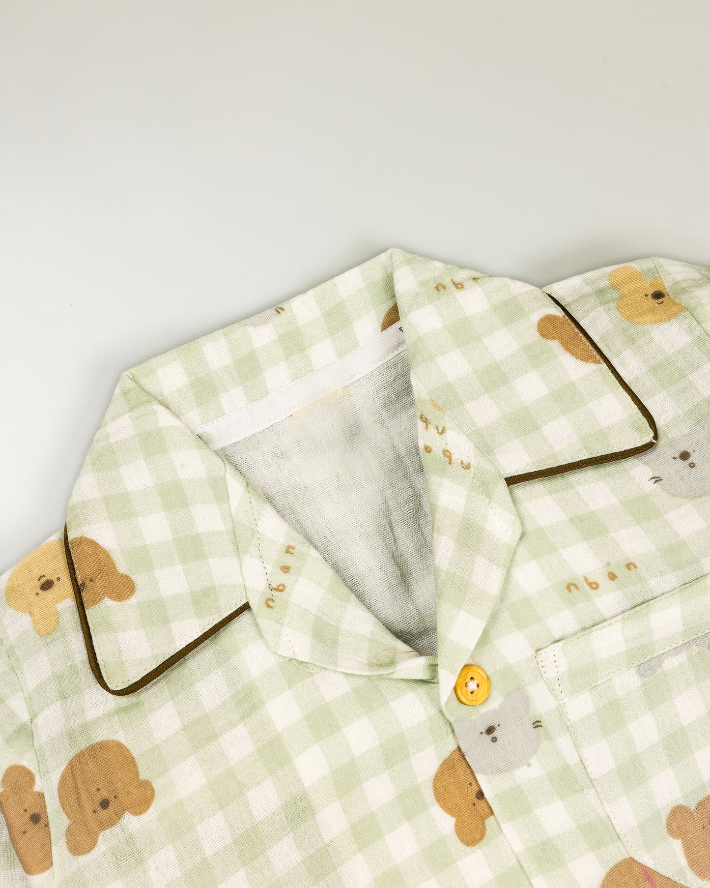Gingham Check Printed Muslin Night Suit
