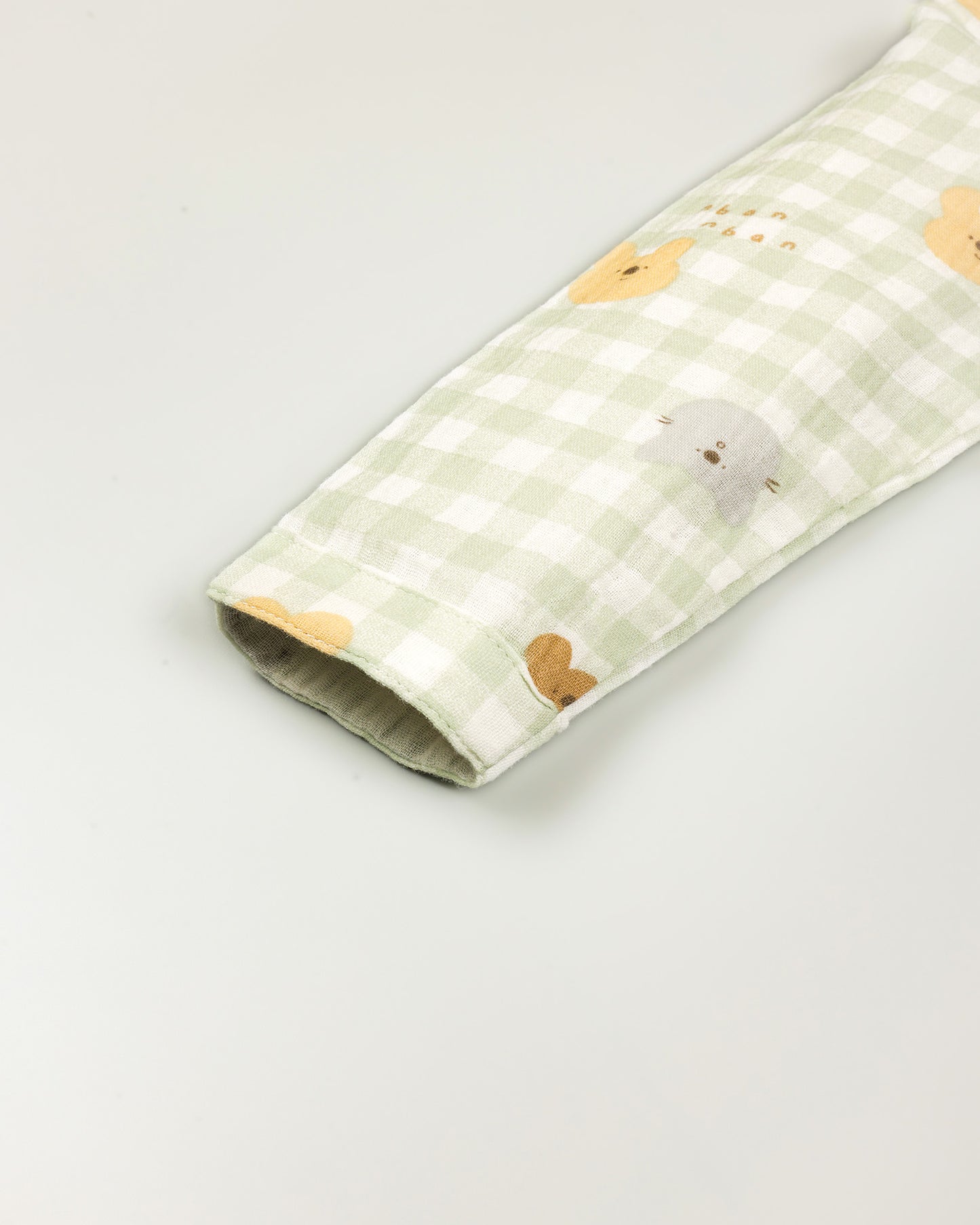 Gingham Check Printed Muslin Night Suit