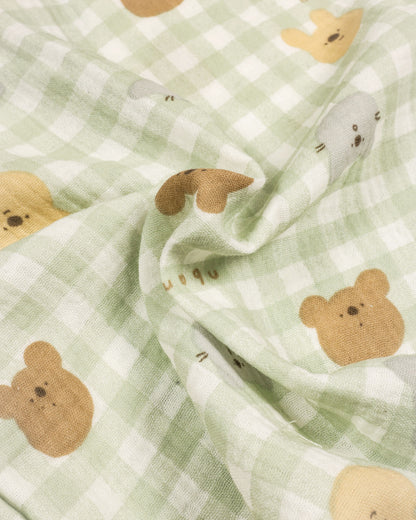 Gingham Check Printed Muslin Night Suit