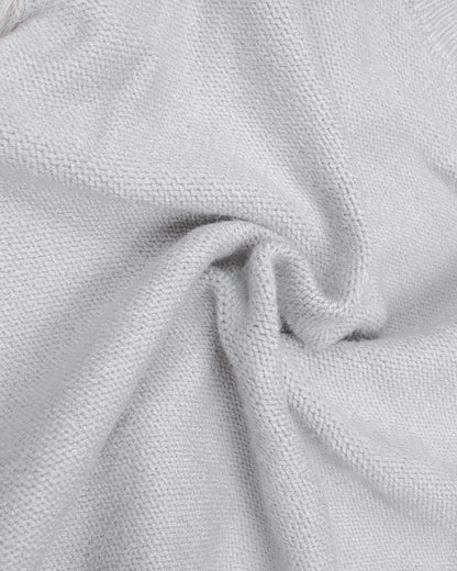 Heart Appliqued Fur Sleeves Knitted Sweater