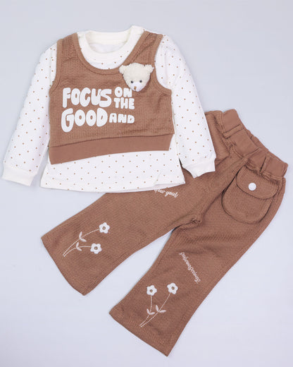 Full Sleeve Knitted Top with Textured Bell Bottom Pants