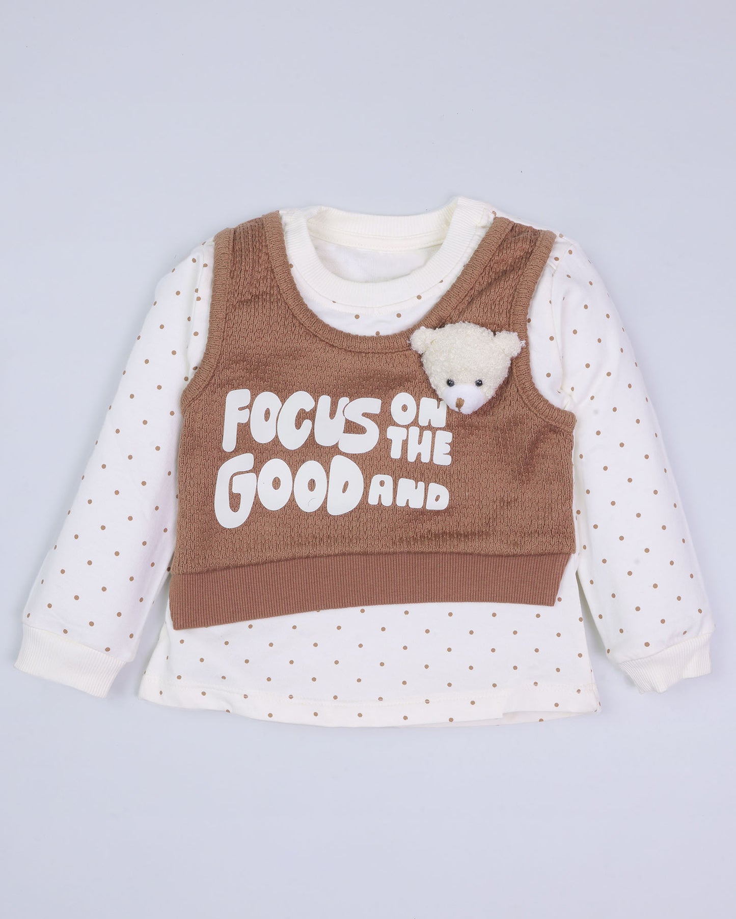 Full Sleeve Knitted Top with Textured Bell Bottom Pants