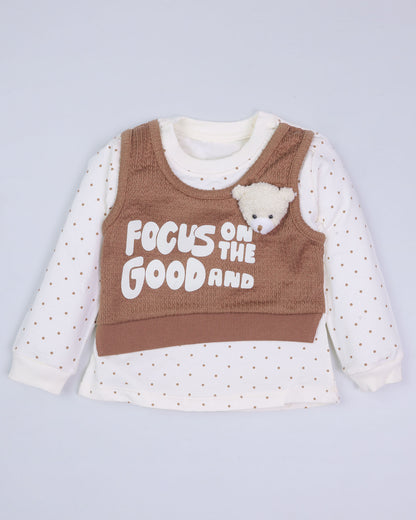 Full Sleeve Knitted Top with Textured Bell Bottom Pants