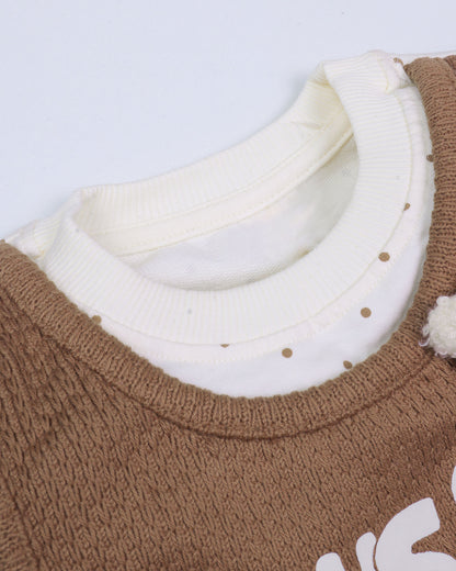 Full Sleeve Knitted Top with Textured Bell Bottom Pants