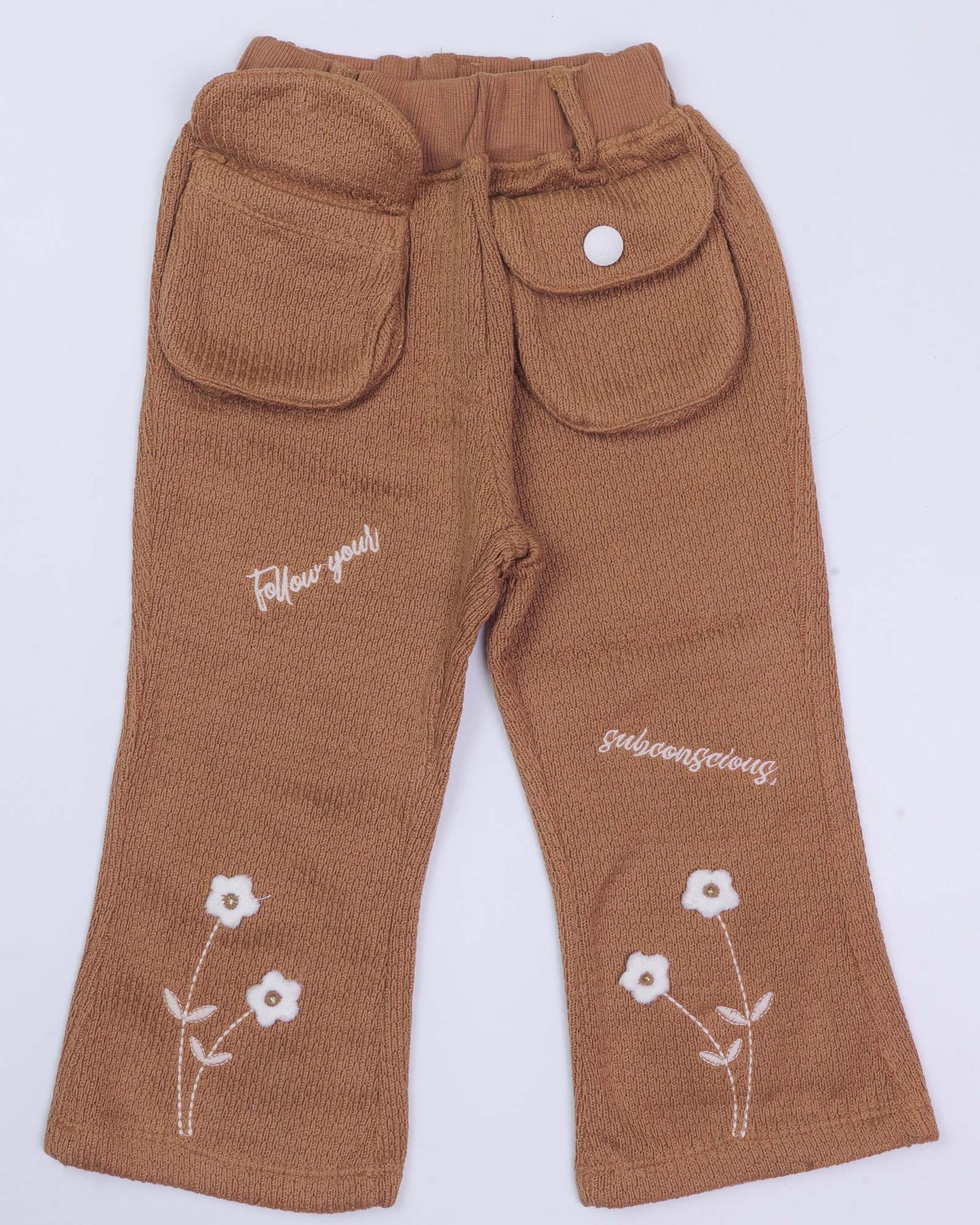 Full Sleeve Knitted Top with Textured Bell Bottom Pants