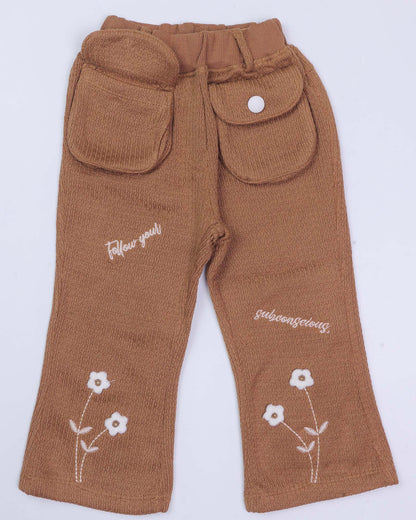 Full Sleeve Knitted Top with Textured Bell Bottom Pants