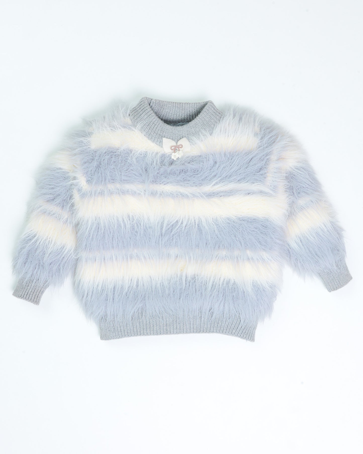 Full Fur Textured Sweater with Bow Detail