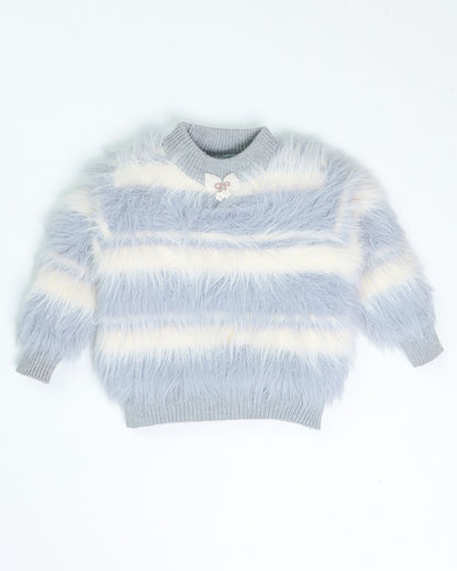 Full Fur Textured Sweater with Bow Detail