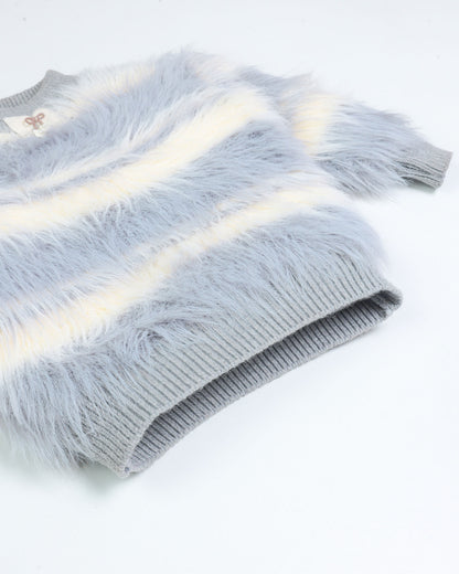 Full Fur Textured Sweater with Bow Detail