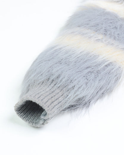 Full Fur Textured Sweater with Bow Detail