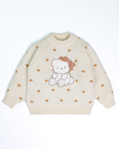 Cute Bear Embroidered Texture Sweater