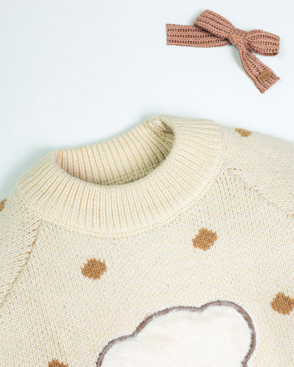 Cute Bear Embroidered Texture Sweater