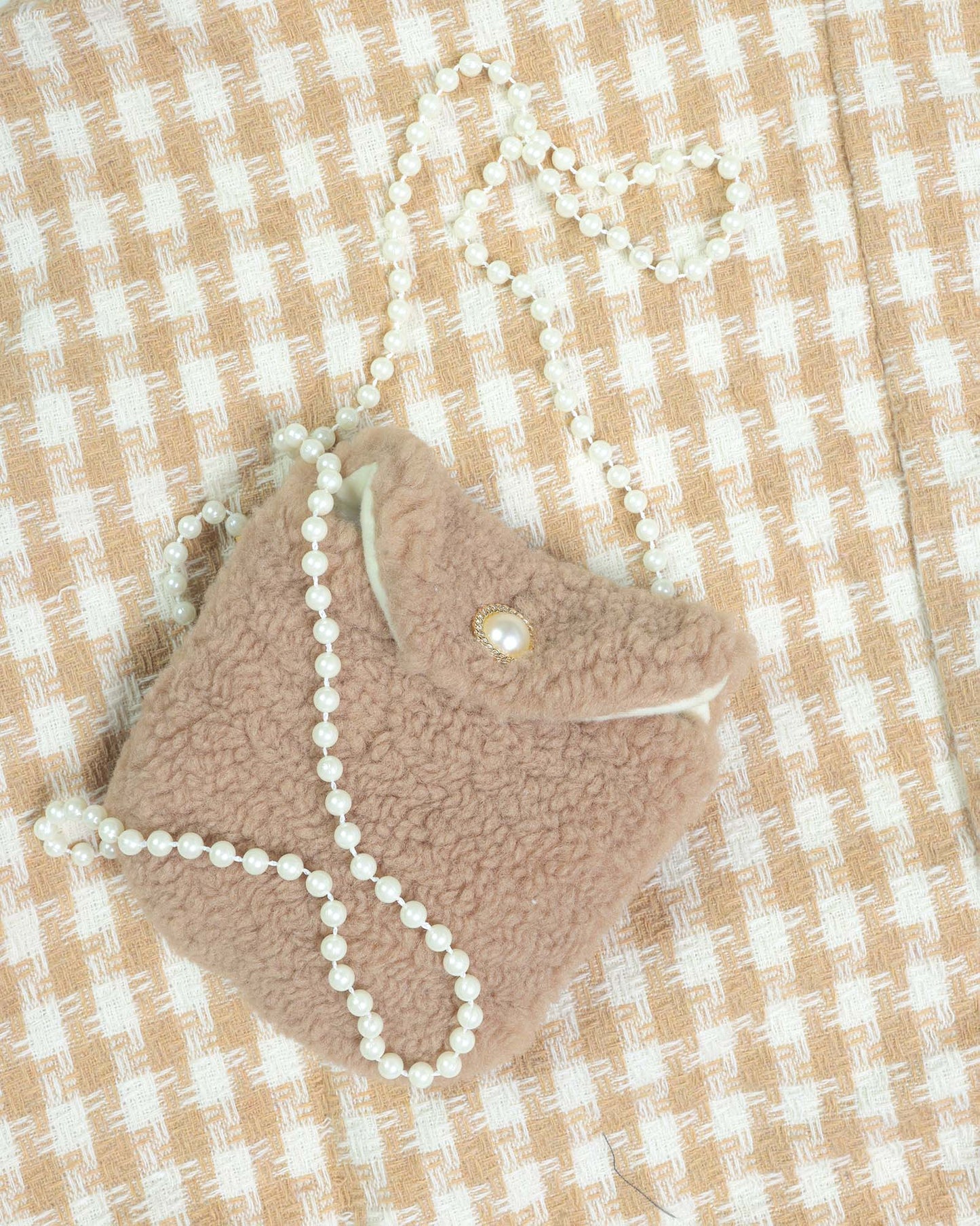 Dual Toned Houndstooth Fleeced Frock with Jacket