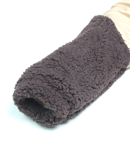 Soft Textured Fleeced Jacket with Puffer Sleeves