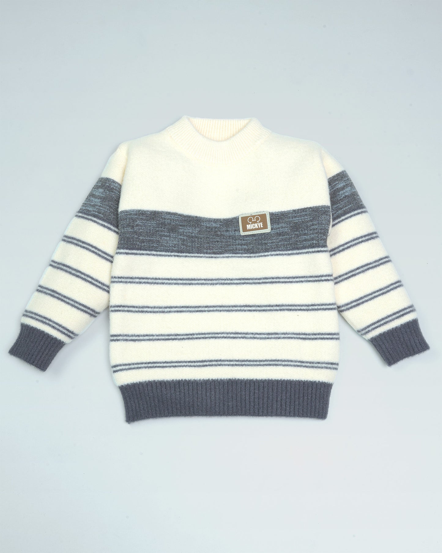 Mickye Tag Appliqued Stripe Sweater
