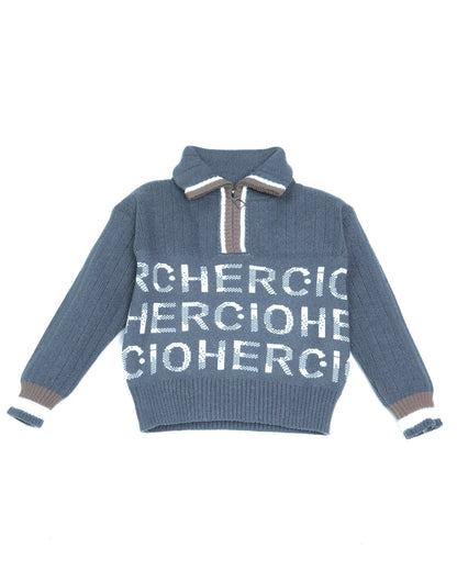 Stylish High Neck Zipper Handmade Sweater