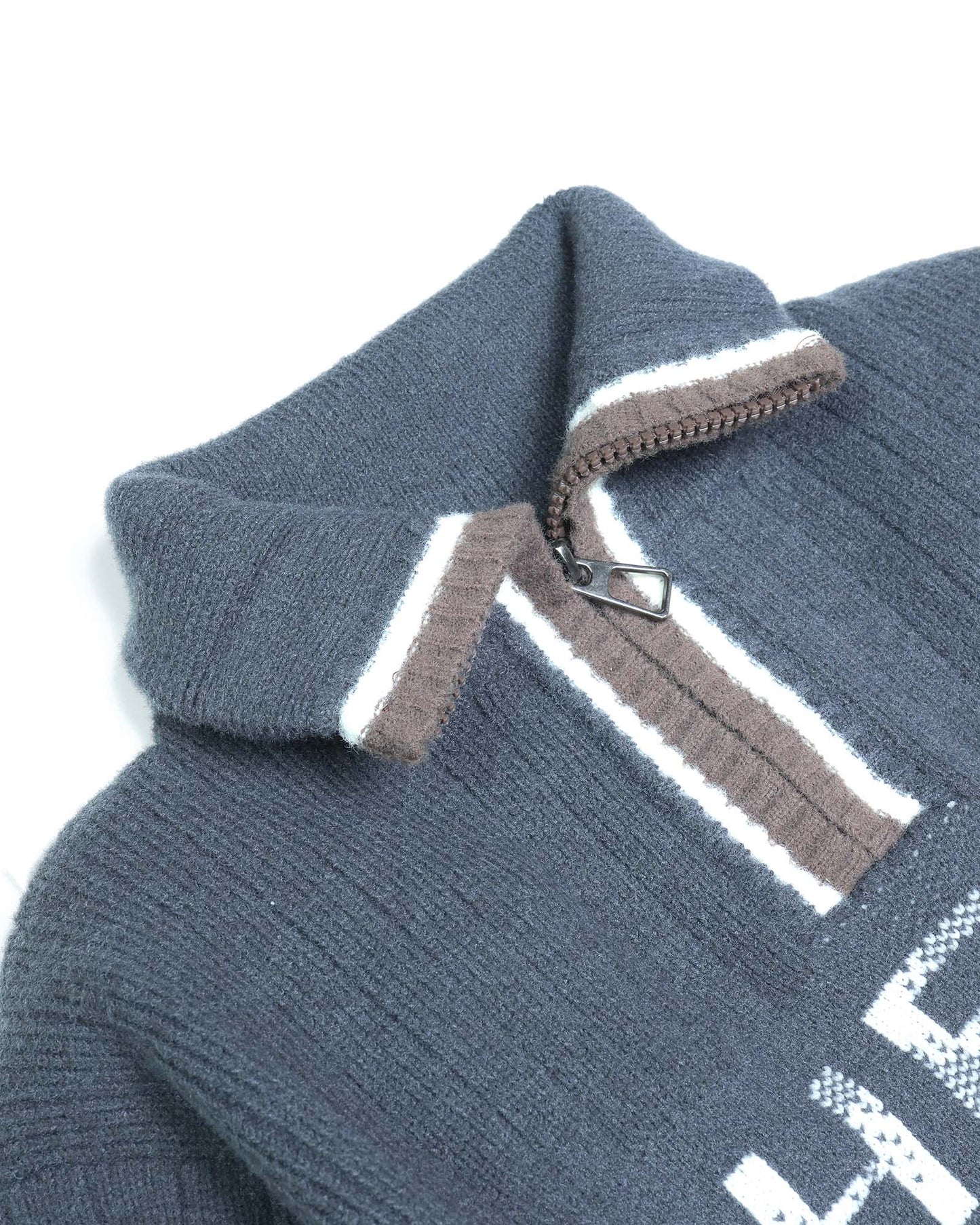 Stylish High Neck Zipper Handmade Sweater