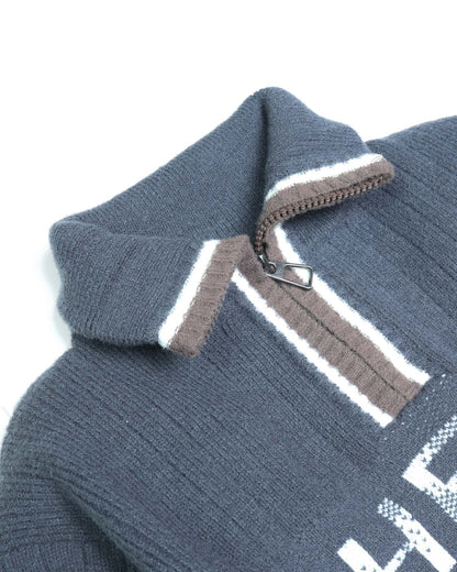 Stylish High Neck Zipper Handmade Sweater