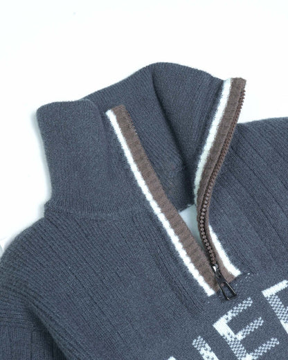 Stylish High Neck Zipper Handmade Sweater