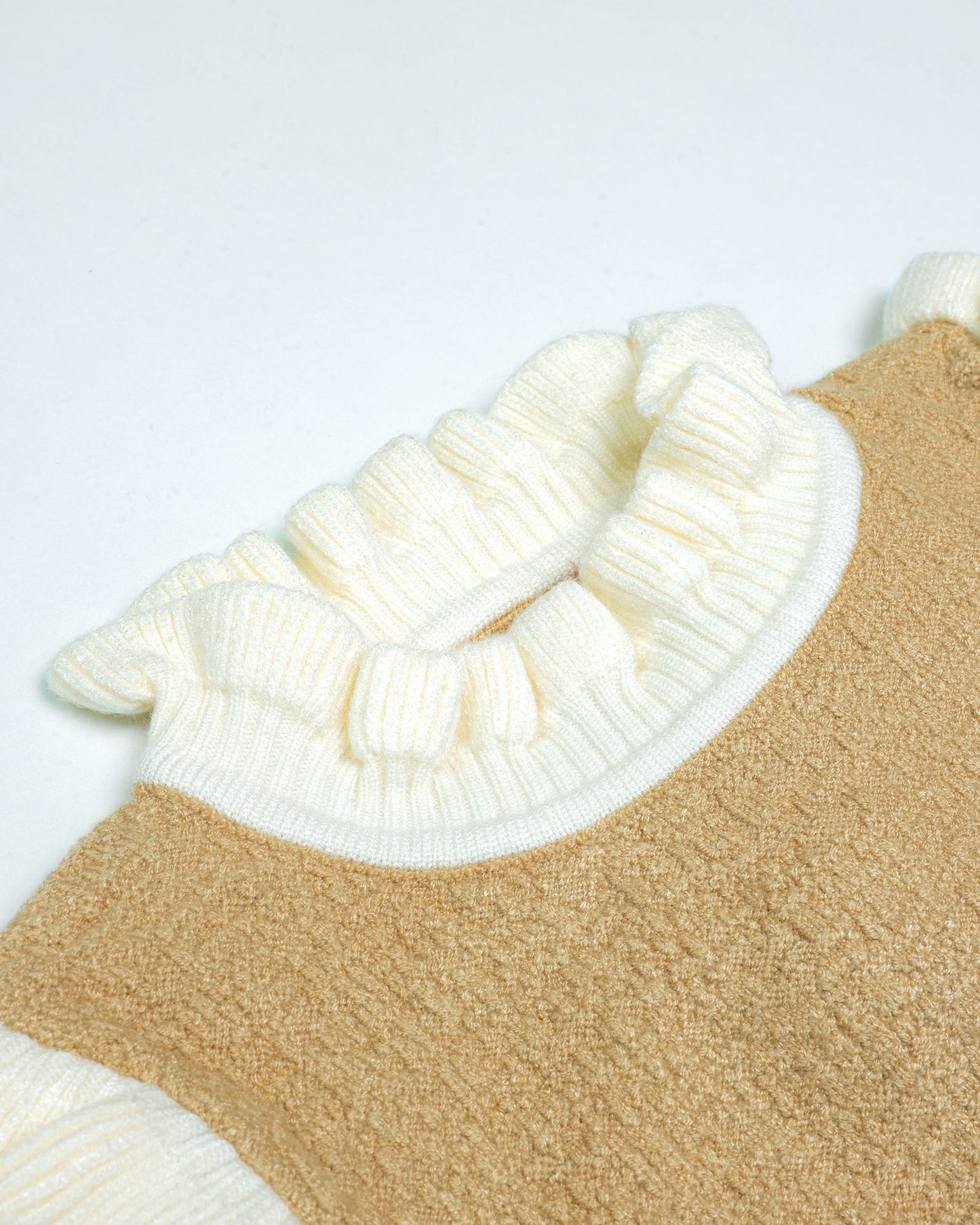 Ruffled High Neck Sweater Casual Frock Dress