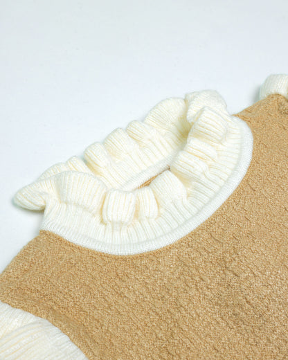 Ruffled High Neck Sweater Casual Frock Dress