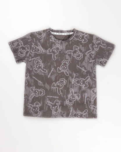 Luck Bunny Printed T-Shirt / Denim Co-Ord With Fanny Pack