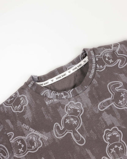 Luck Bunny Printed T-Shirt / Denim Co-Ord With Fanny Pack