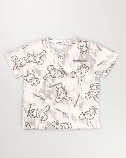 Luck Bunny Printed T-Shirt / Denim Co-Ord With Fanny Pack