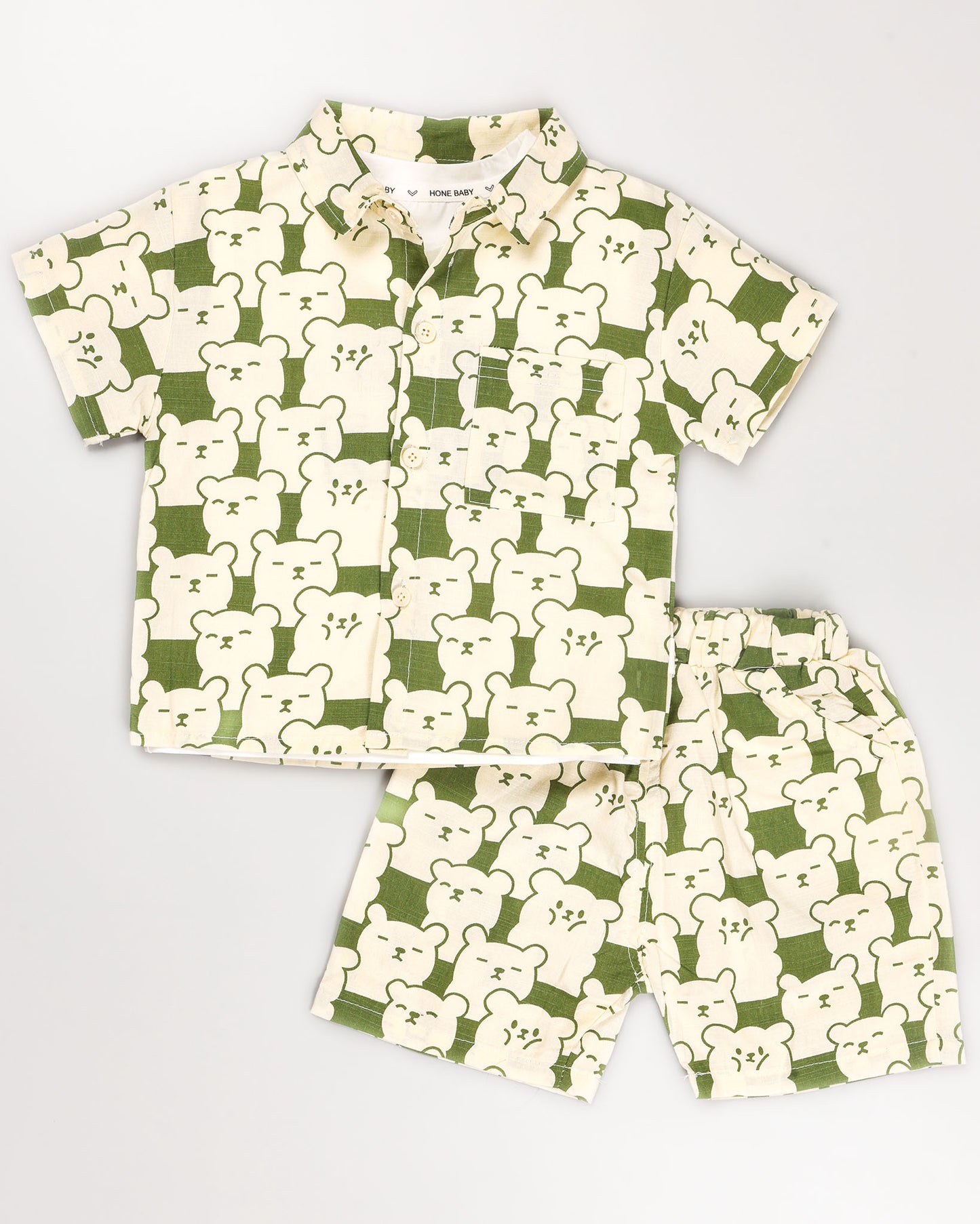 3 Pec Bear Printed Co-Ord Set With Sleeveless T-Shirt