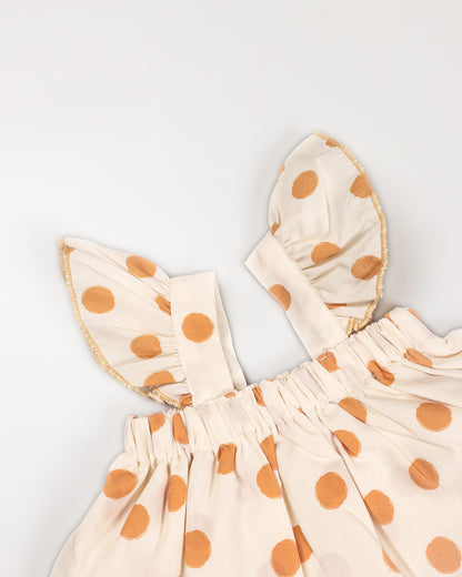 Pola Dot Printed Flare Crop-Top With Trouser Dress