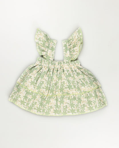 Flowral Printed Flare Crop-Top With Trouser Dress