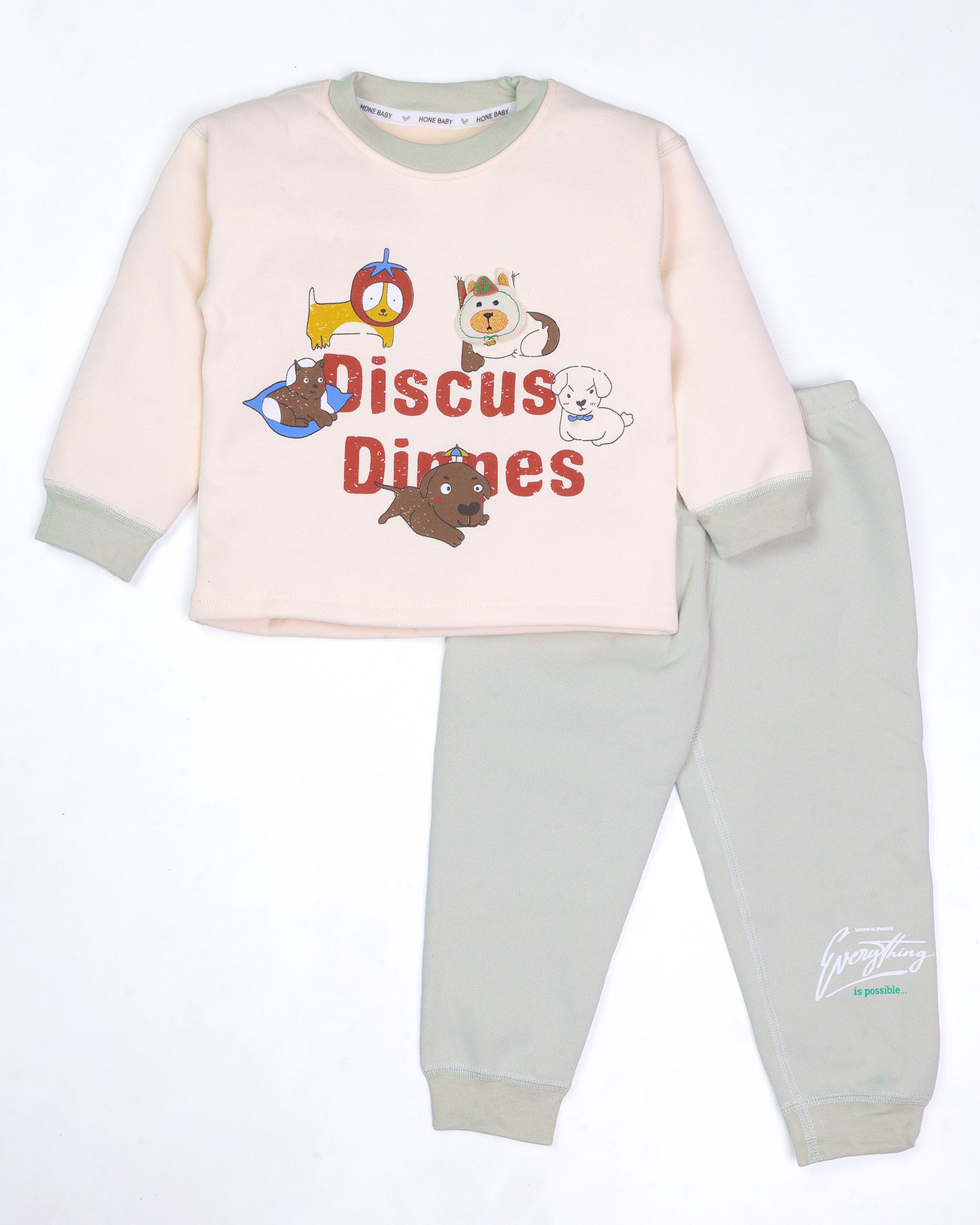 Puppies Applique Printed Fleeced Co-Ord Set