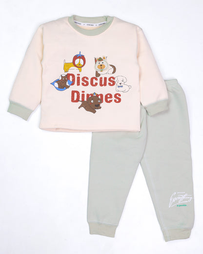 Puppies Applique Printed Fleeced Co-Ord Set