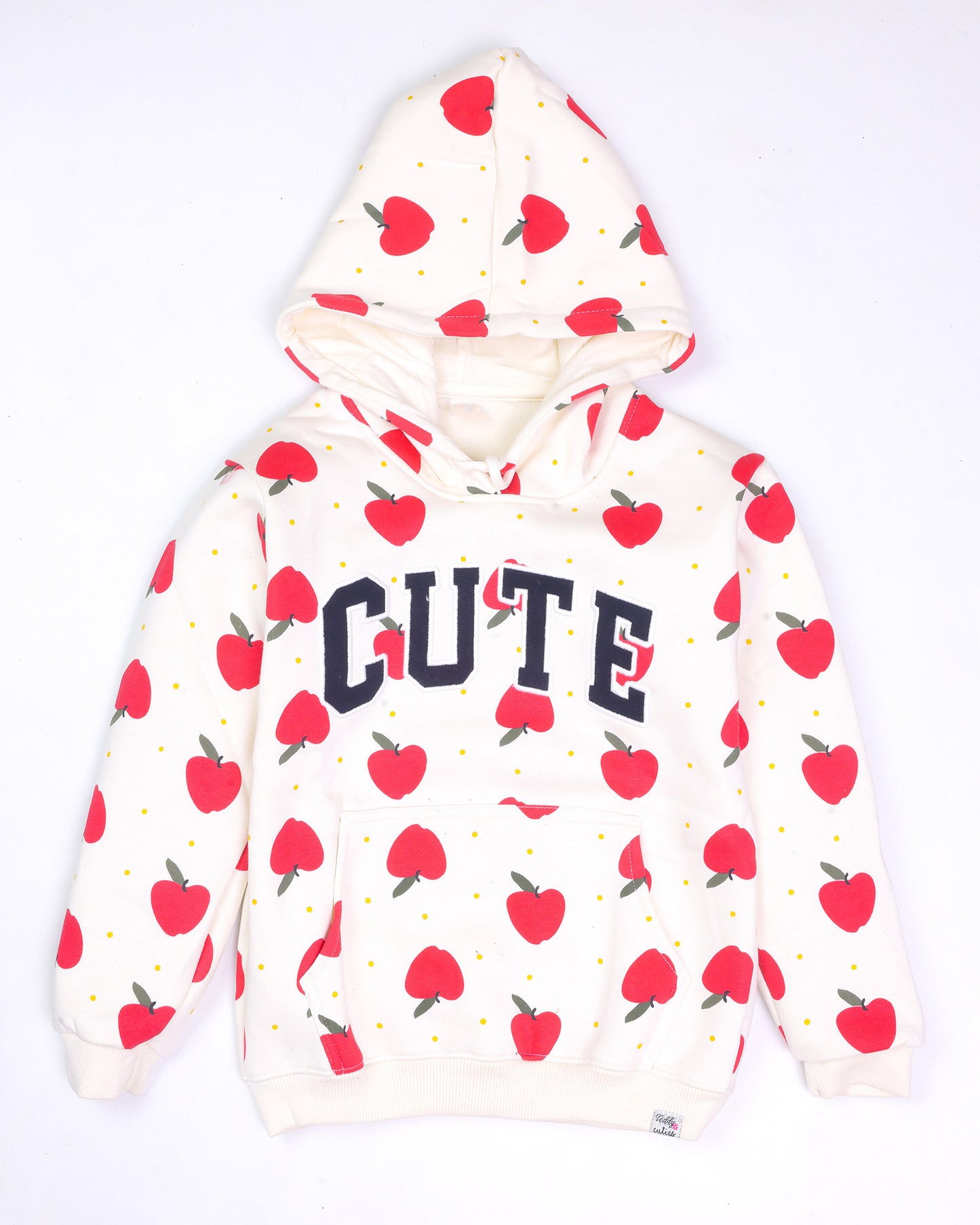Cute Appliqued Apple Printed Hoodie Co-Ord Set