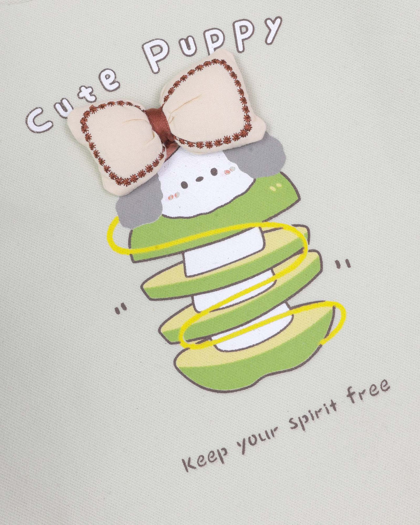 Bow Appliqued Printed Fleeced Co-Ord Set