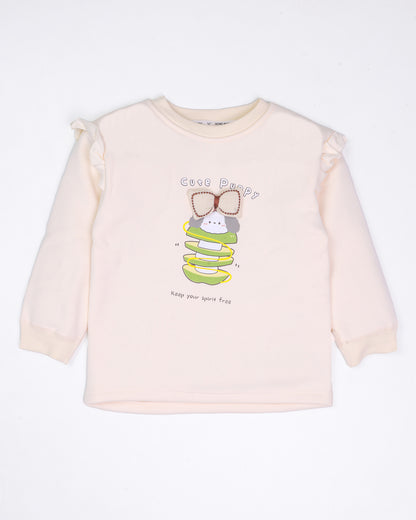 Bow Appliqued Printed Fleeced Co-Ord Set