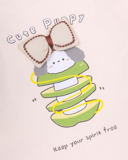 Bow Appliqued Printed Fleeced Co-Ord Set