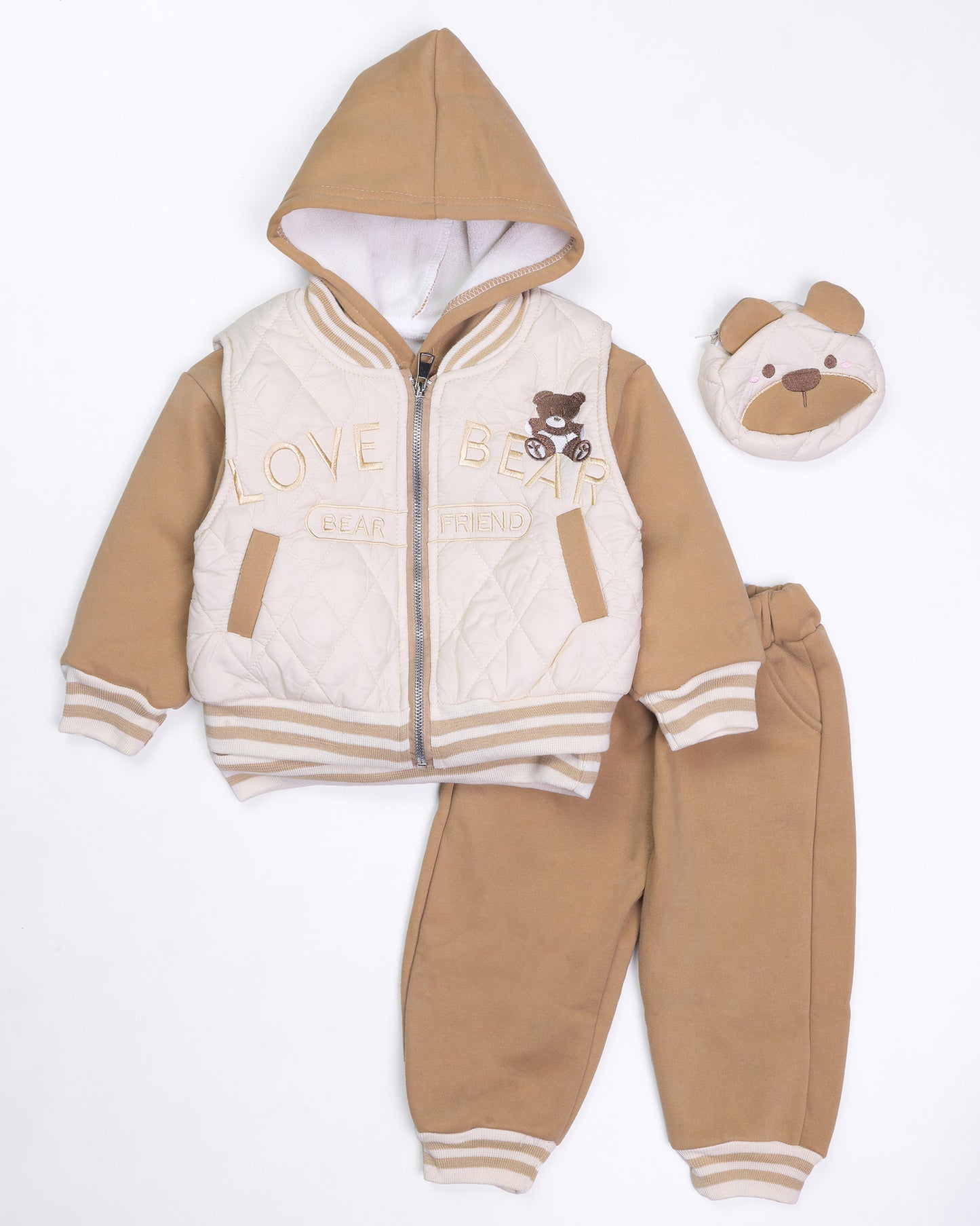 Fleeced Hoodie Co-Ord with Puffer Jacket