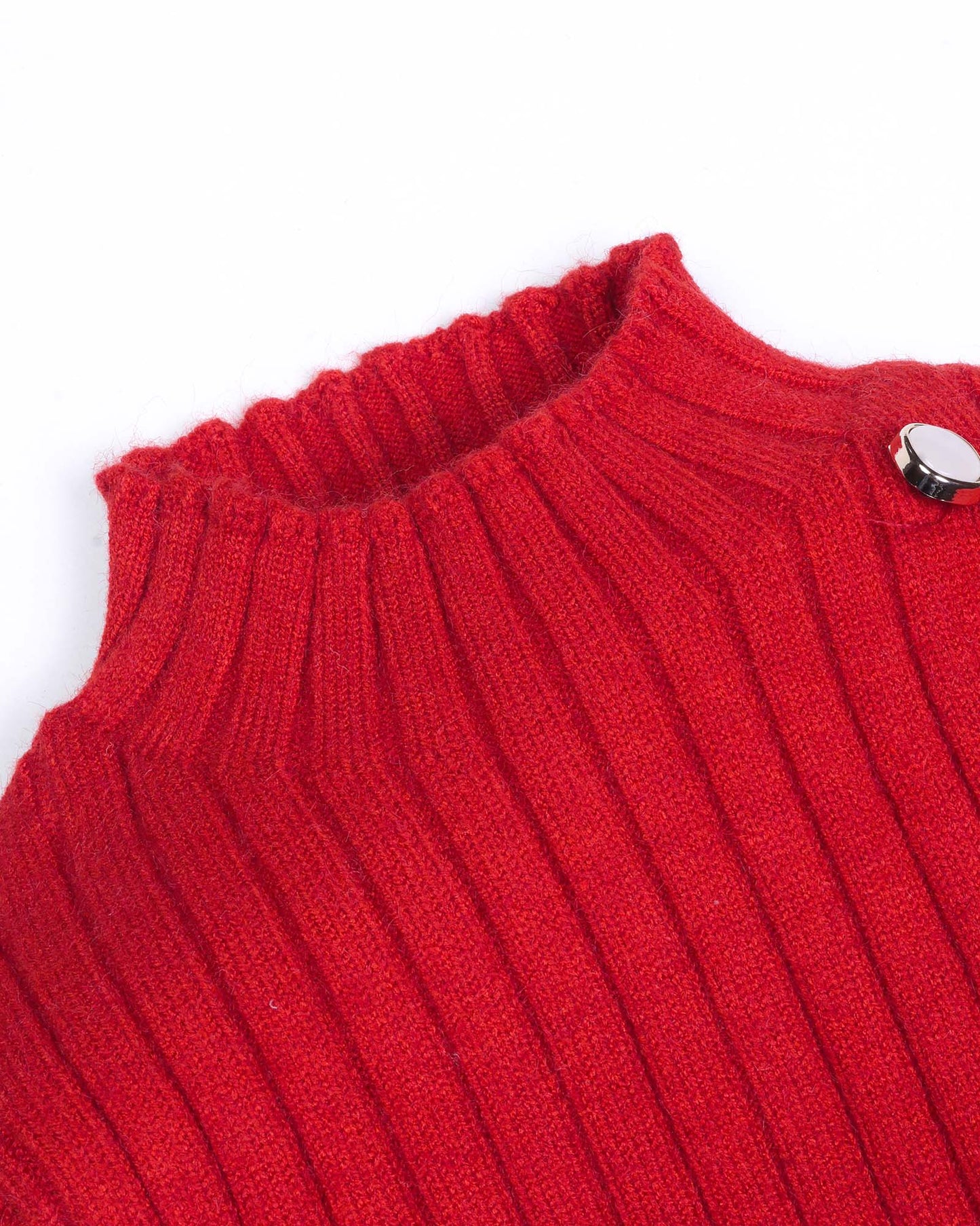 Vertical Textured Sweater Dress Frock with Button Details
