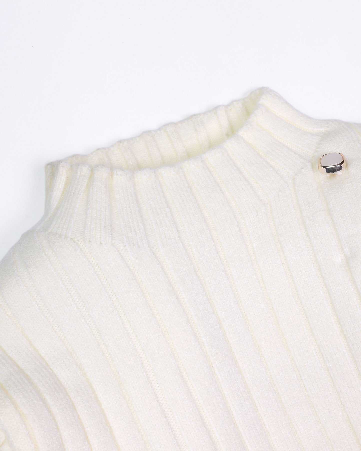 Vertical Textured Sweater Dress Frock with Button Details