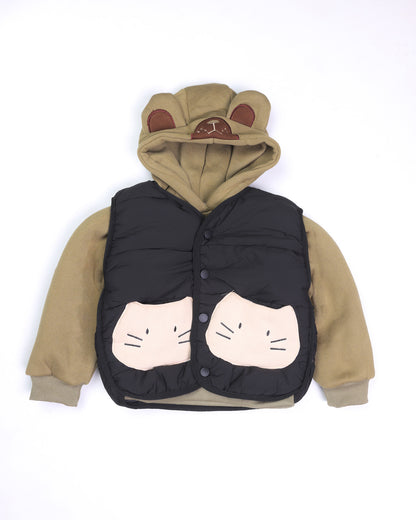 Fleeced Hoodie Co-Ord with Puffer Jacket
