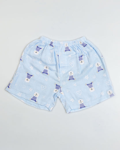 Happy Bear Printed Bamboo Muslin Half Sleeve Night Suit
