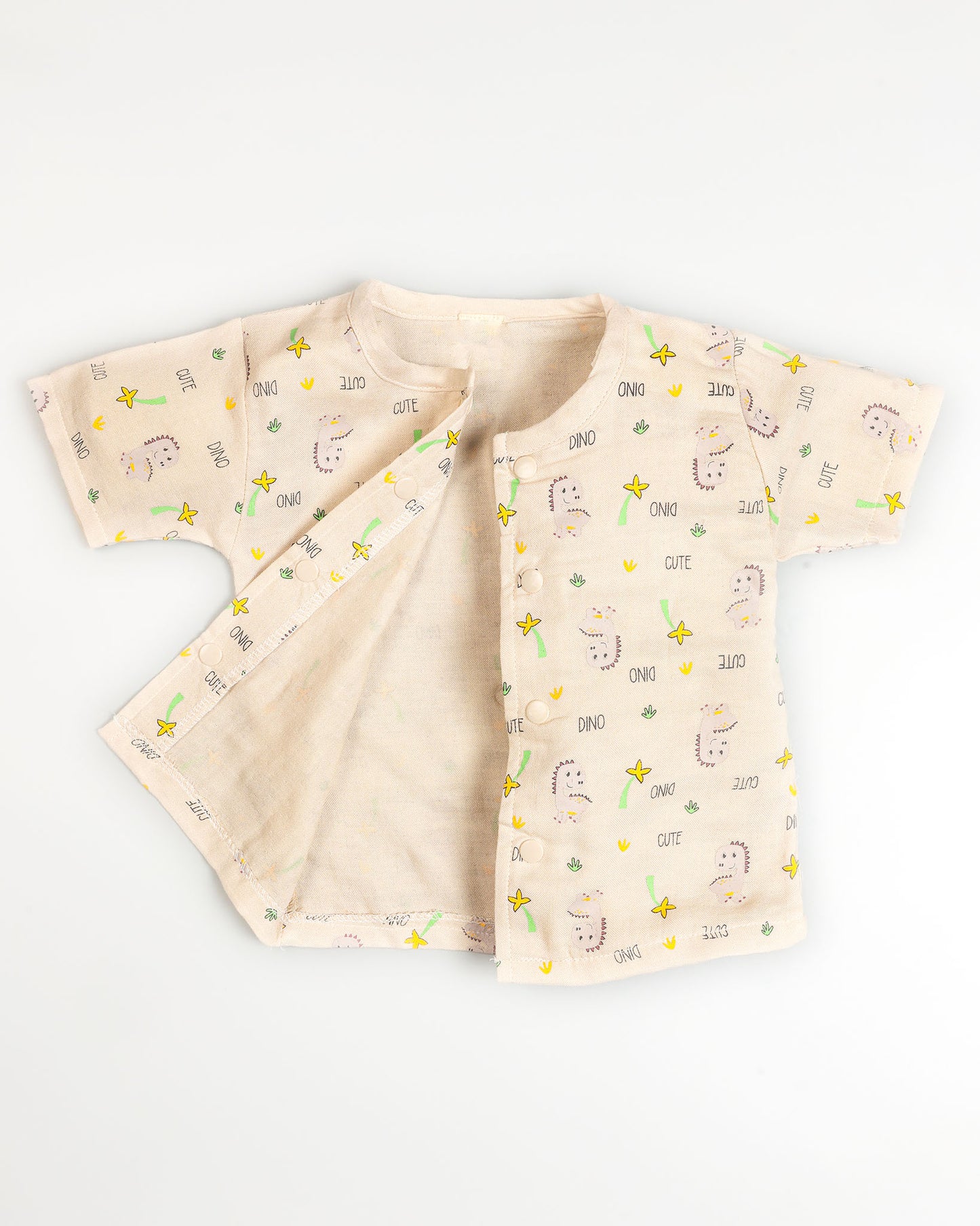 Cute Dino Printed Bamboo Muslin Half Sleeve Night Suit