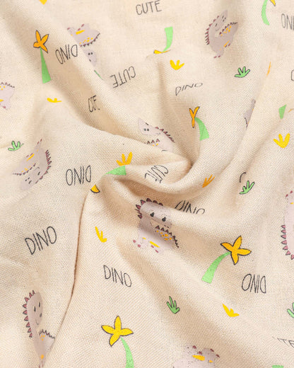 Cute Dino Printed Bamboo Muslin Half Sleeve Night Suit