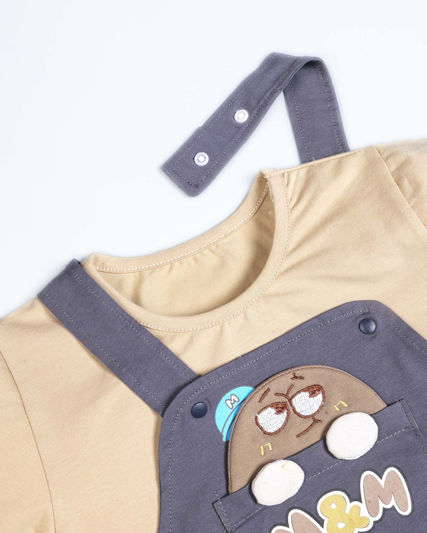 M&M Printed Appliqued Organic Cotton Dungaree Set